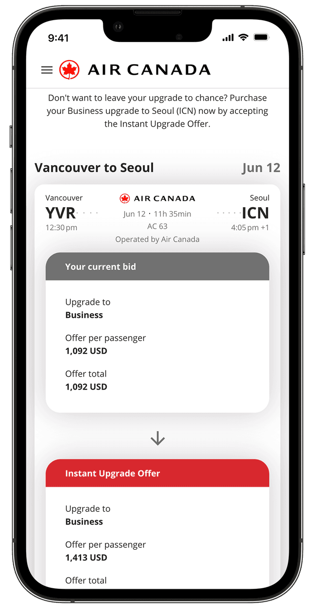 Instant Upgrade Upsell Flow Mockup